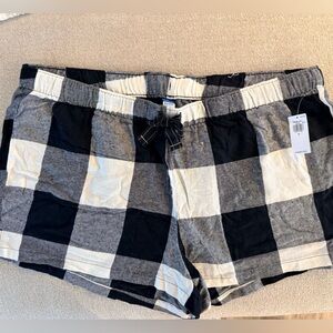 Old Navy Flannel Black and White Plaid Pajama Shorts